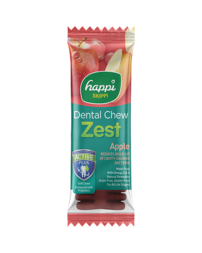 3 FOR RM10.50 :Happi Skippi (Doggy) Zest Apple 4 Inch Dental Dog Chew 25g