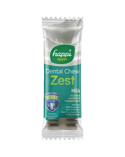 3 FOR RM10.50 :Happi Skippi (Doggy) Zest Milk 4 Inch Dental Dog Chew 25g