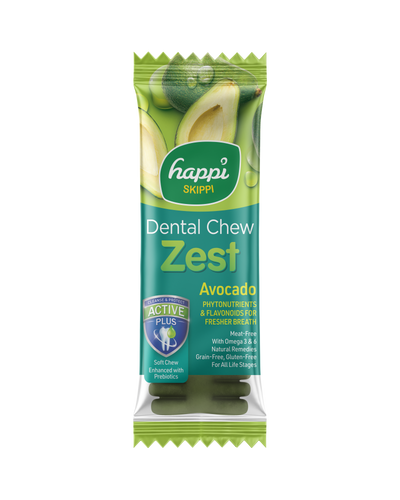 3 FOR RM10.50 :Happi Skippi (Doggy) Zest Avocado 4 Inch Dental Dog Chew 25g