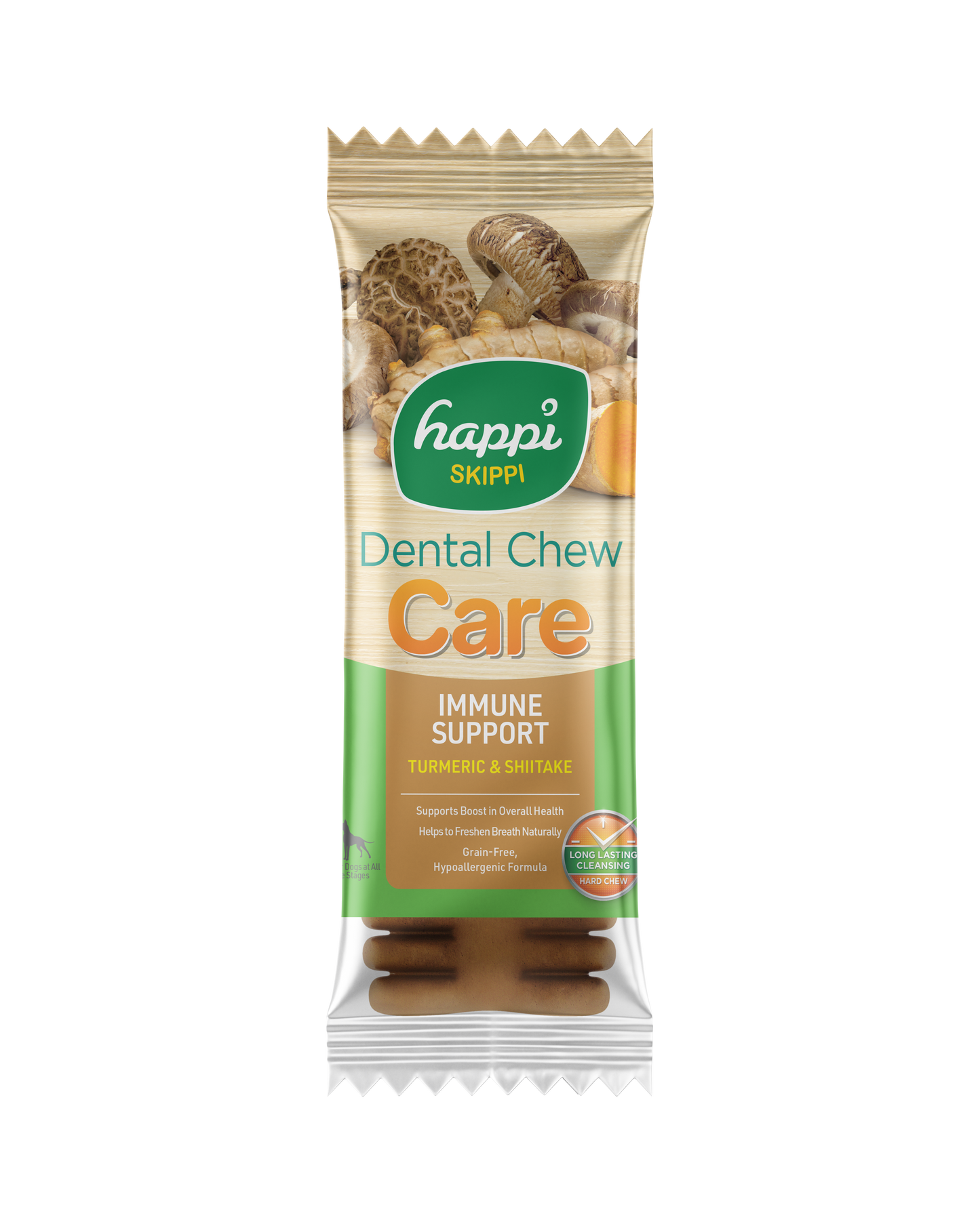 3 FOR RM10.50 :Happi Skippi (Doggy) Care Turmeric & Shiitake Immune Support Grain-Free Dental Dog Chew 25g