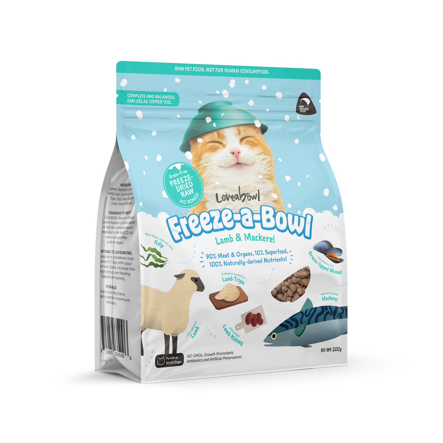 Loveabowl Freeze-A-Bowl Lamb & Mackerel Grain-Free Freeze Dried Raw Cat Food