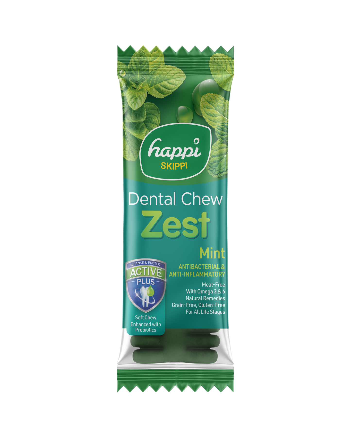 3 FOR RM10.50 :Happi Skippi (Doggy) Zest Mint 4 Inch Dental Dog Chew 25g