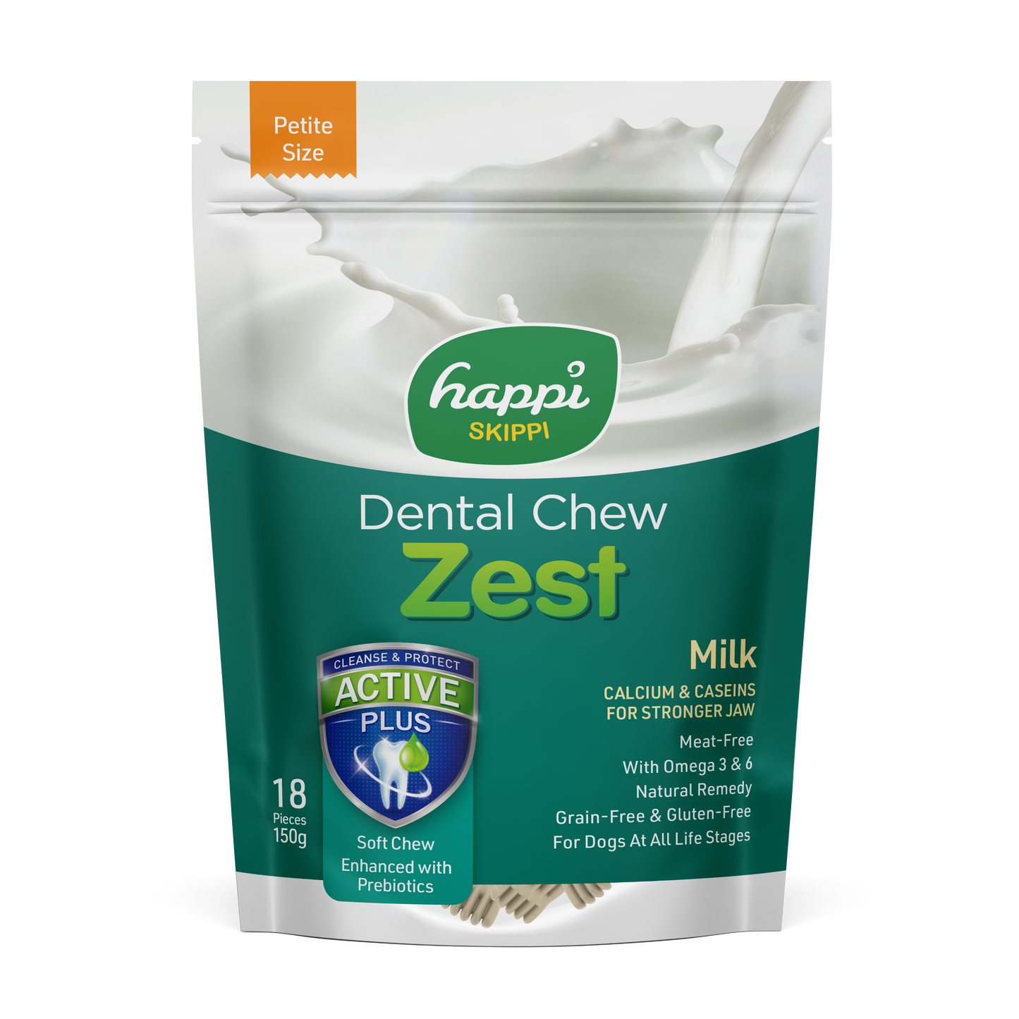 Happi Skippi (Doggy) Zest Petite Milk Dental Dog Chew 150g