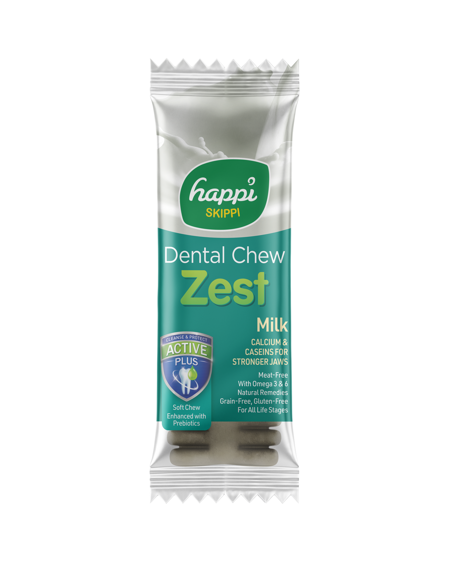3 FOR RM10.50 :Happi Skippi (Doggy) Zest Milk 4 Inch Dental Dog Chew 25g