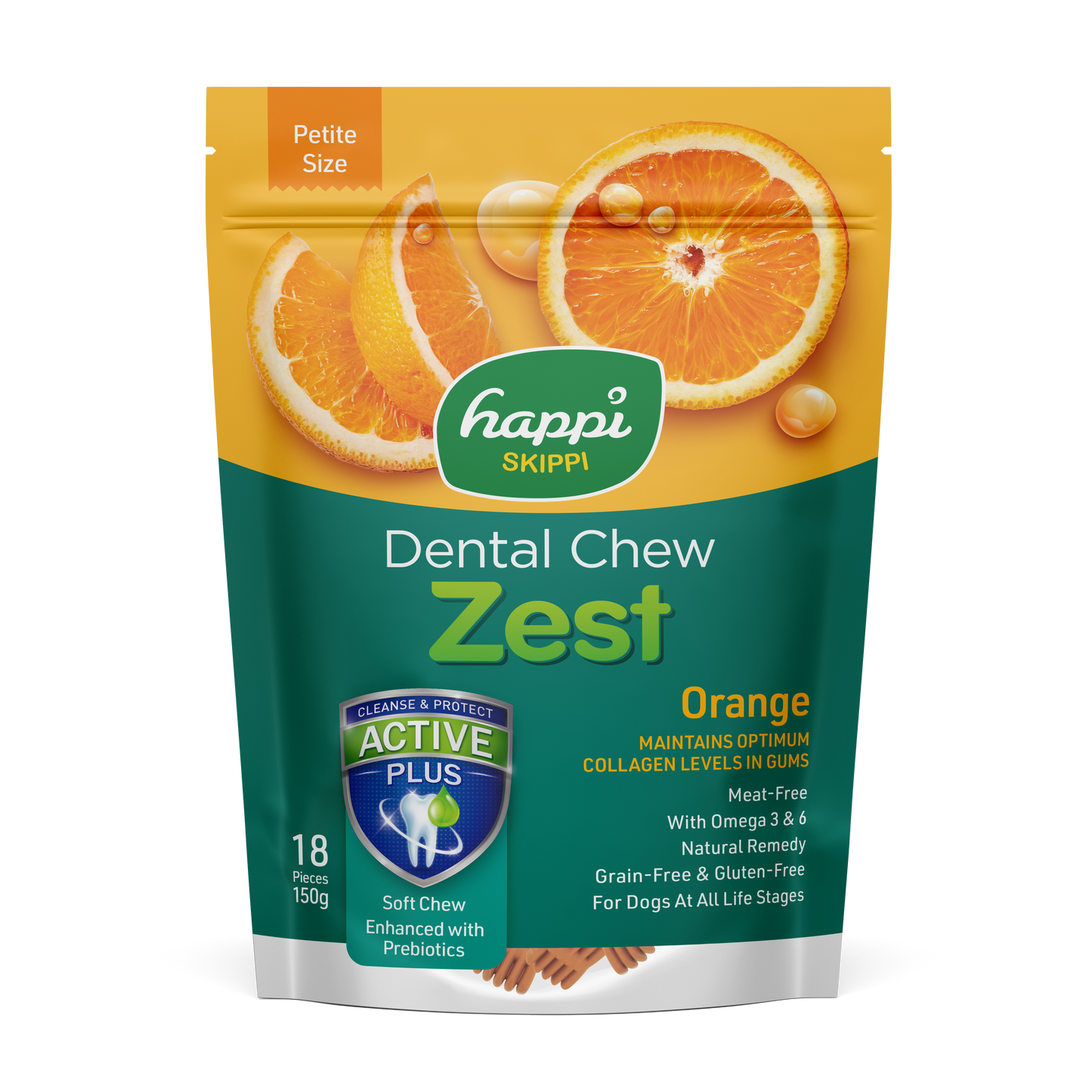 Happi Skippi (Doggy) Zest Petite Orange Dental Dog Chew 150g