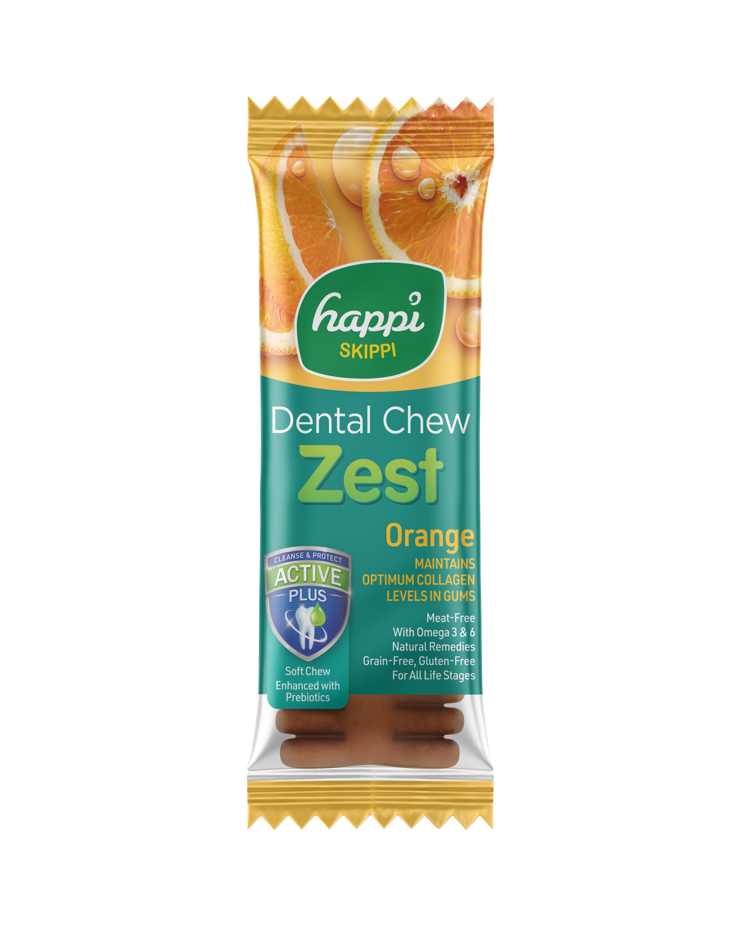 3 FOR RM10.50 :Happi Skippi (Doggy) Zest Orange 4 Inch Dental Dog Chew 25g