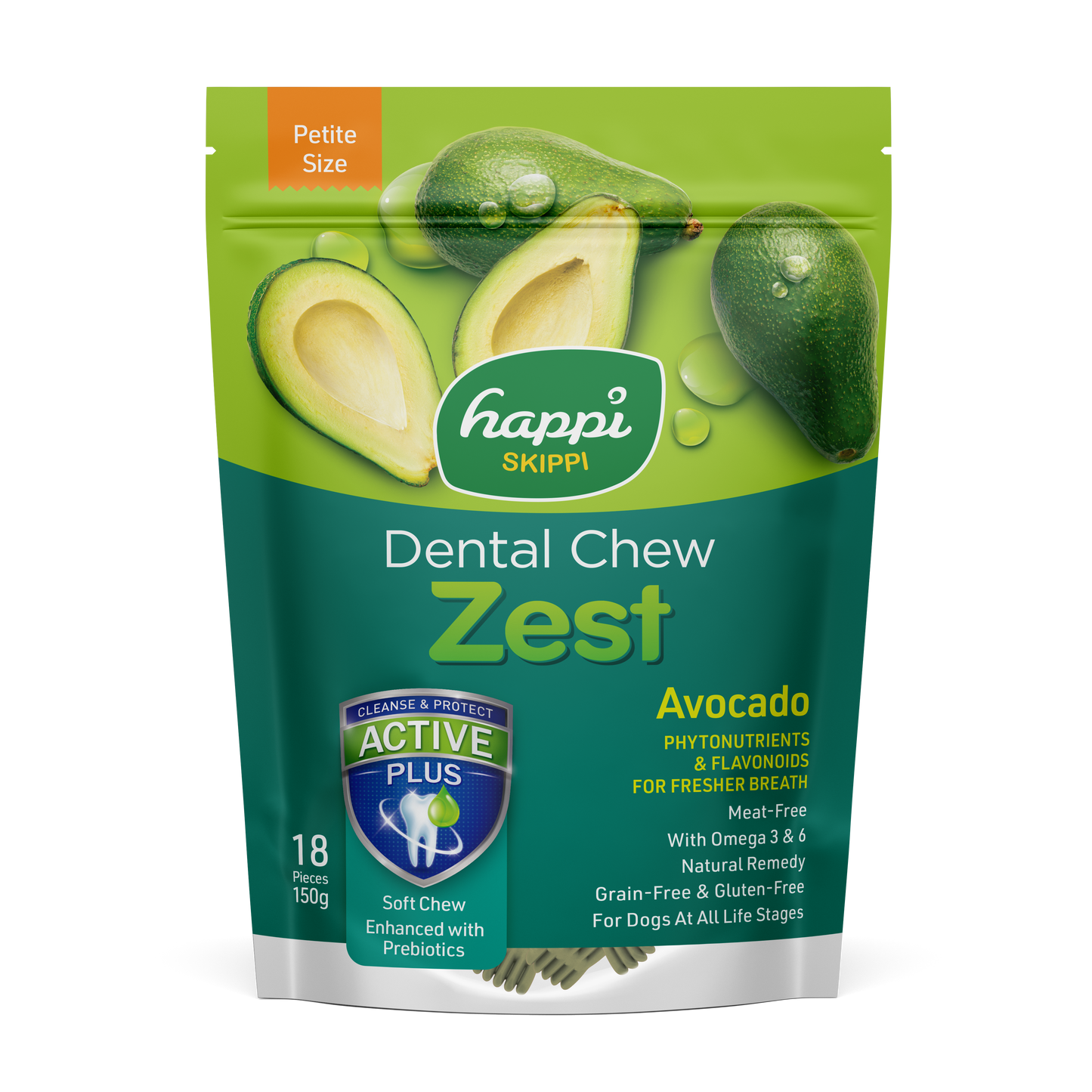 Happi Skippi (Doggy) Zest Petite Avocado Dental Dog Chew 150g