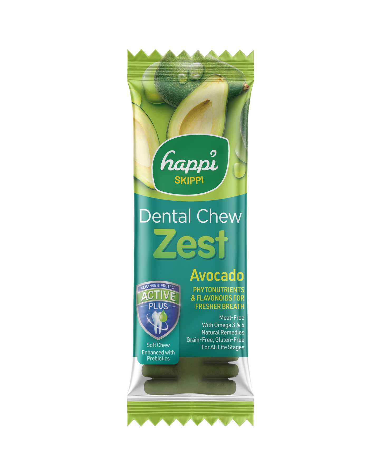 3 FOR RM10.50 :Happi Skippi (Doggy) Zest Avocado 4 Inch Dental Dog Chew 25g