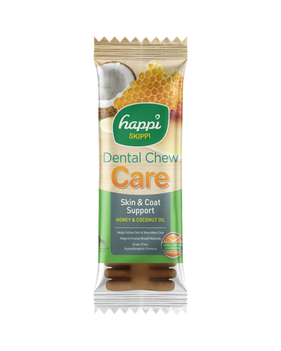 3 FOR RM10.50 :Happi Skippi (Doggy) Dental Chew Care Honey & Coconut Oil Skin & Coat Support 25g