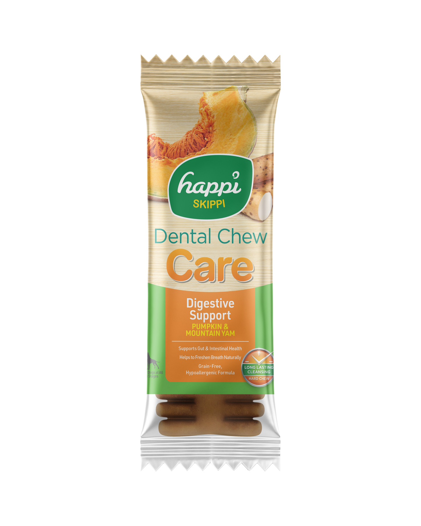 3 FOR RM10.50 :Happi Skippi (Doggy) Dental Chew Care Pumpkin & Mountain Yam Digestive Support 25g