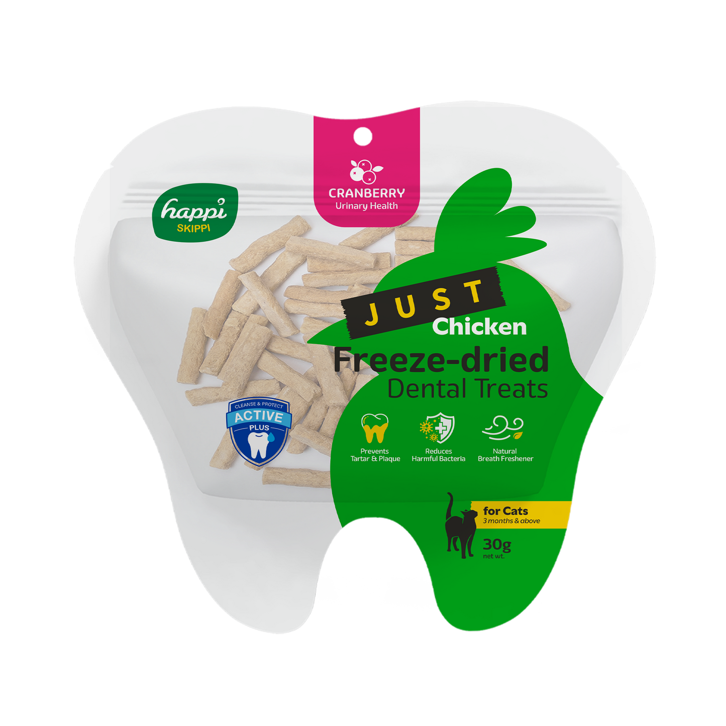 Happi Skippi Freeze-Dried Dental Treats for Cats | Oral Care & Urinary Support & Hairball Control 30g