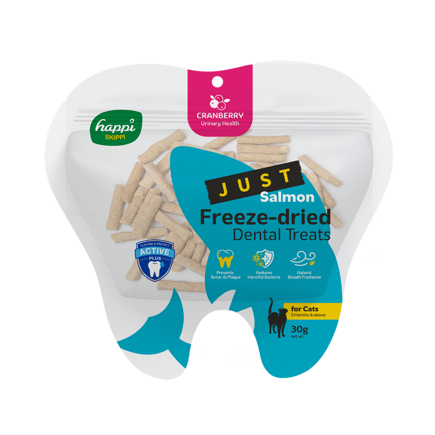 Happi Skippi Freeze-Dried Dental Treats for Cats | Oral Care & Urinary Support & Hairball Control 30g
