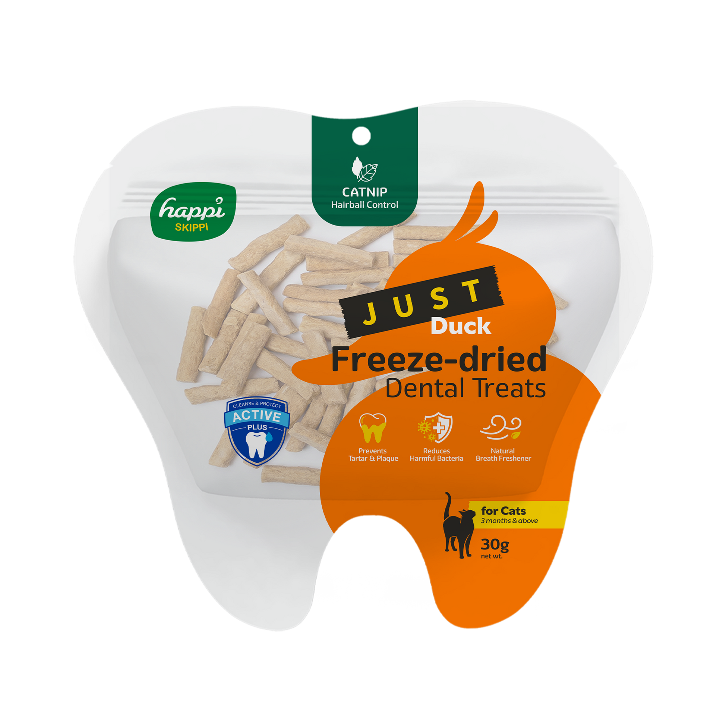 Happi Skippi Freeze-Dried Dental Treats for Cats | Oral Care & Urinary Support & Hairball Control 30g