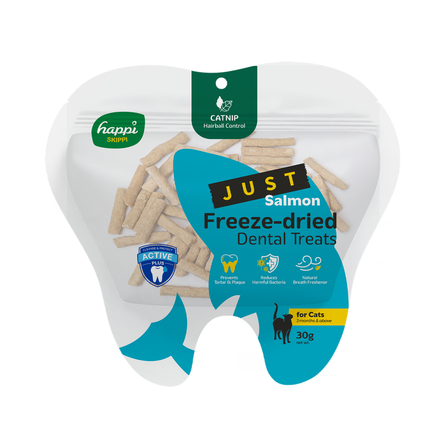 Happi Skippi Freeze-Dried Dental Treats for Cats | Oral Care & Urinary Support & Hairball Control 30g