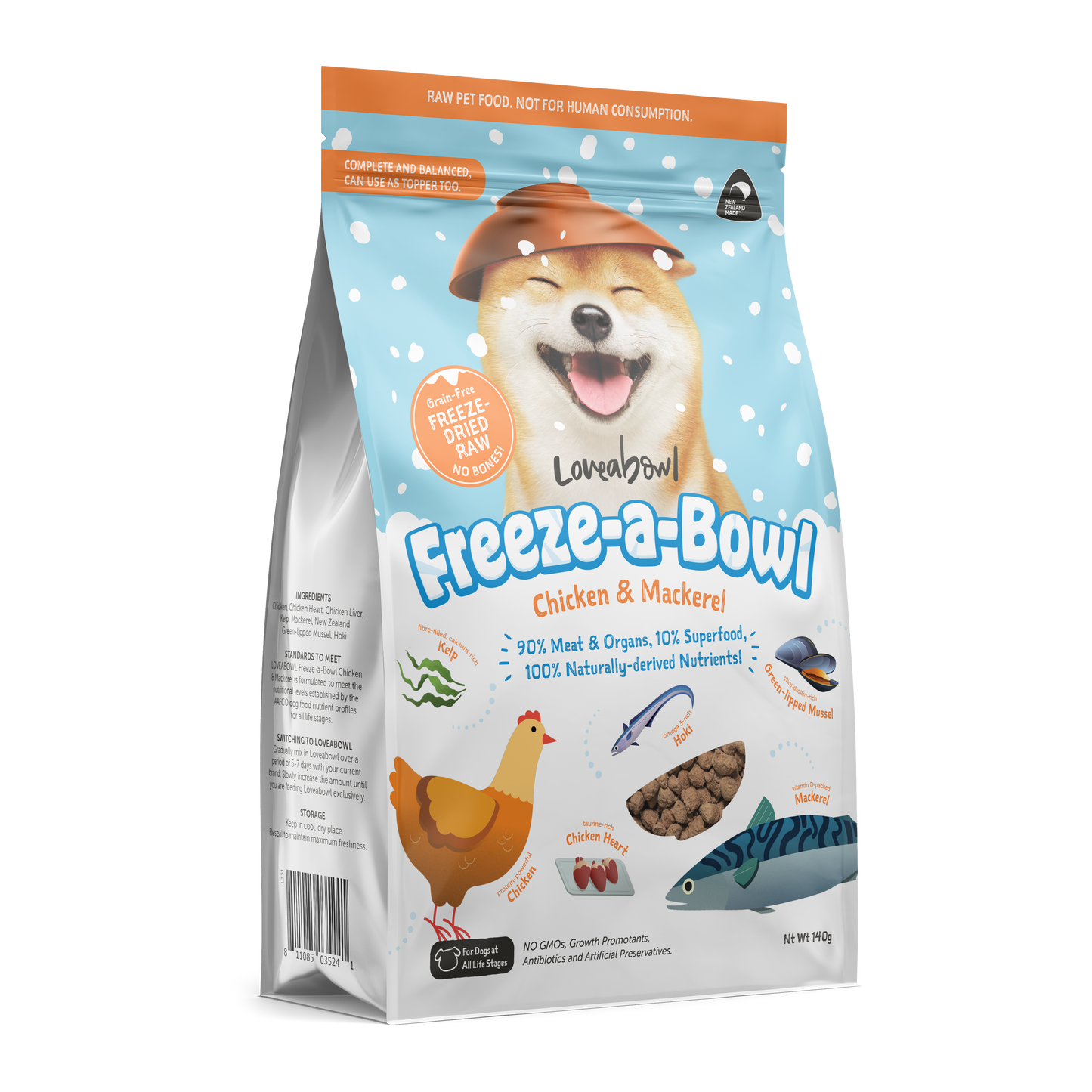 Loveabowl Freeze-A-Bowl Chicken & Mackerel Grain Free Dog Freeze Dried