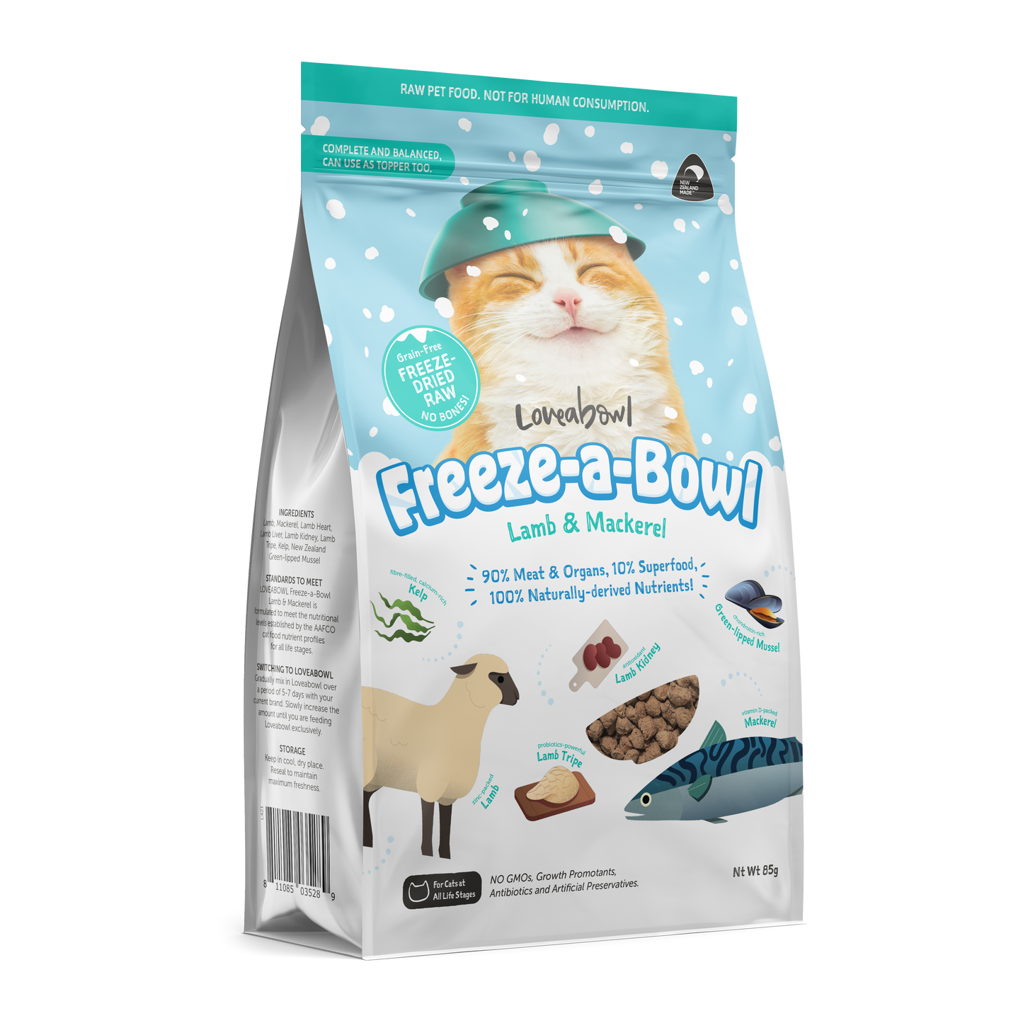 Loveabowl Freeze-A-Bowl Lamb & Mackerel Grain-Free Freeze Dried Raw Cat Food