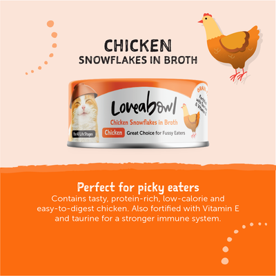 Loveabowl Chicken Snowflakes In Broth Cat Canned Food 70g