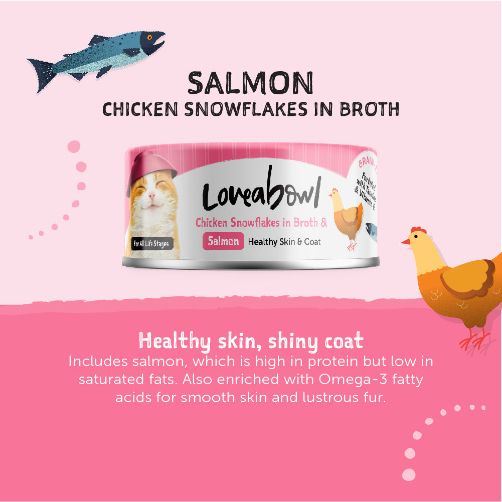 Loveabowl Chicken Snowflakes In Broth With Salmon Cat Canned Food 70g