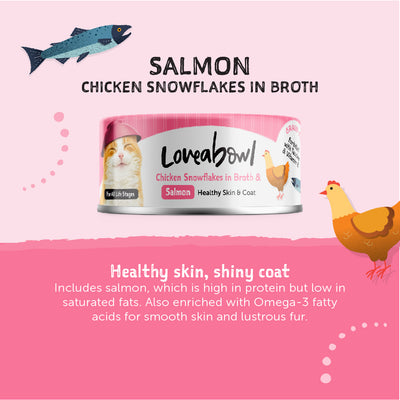 Loveabowl Chicken Snowflakes In Broth With Salmon Cat Canned Food 70g
