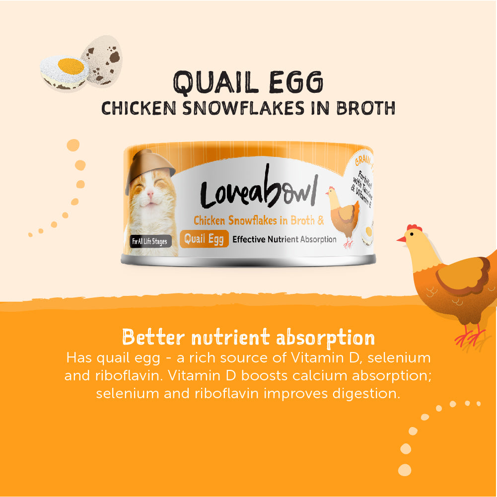 Loveabowl Chicken Snowflakes in broth with Quail Egg Cat Canned Food 70g