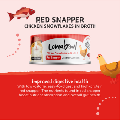 Loveabowl Chicken Snowflakes in broth with Red Snapper Cat Canned Food 70g