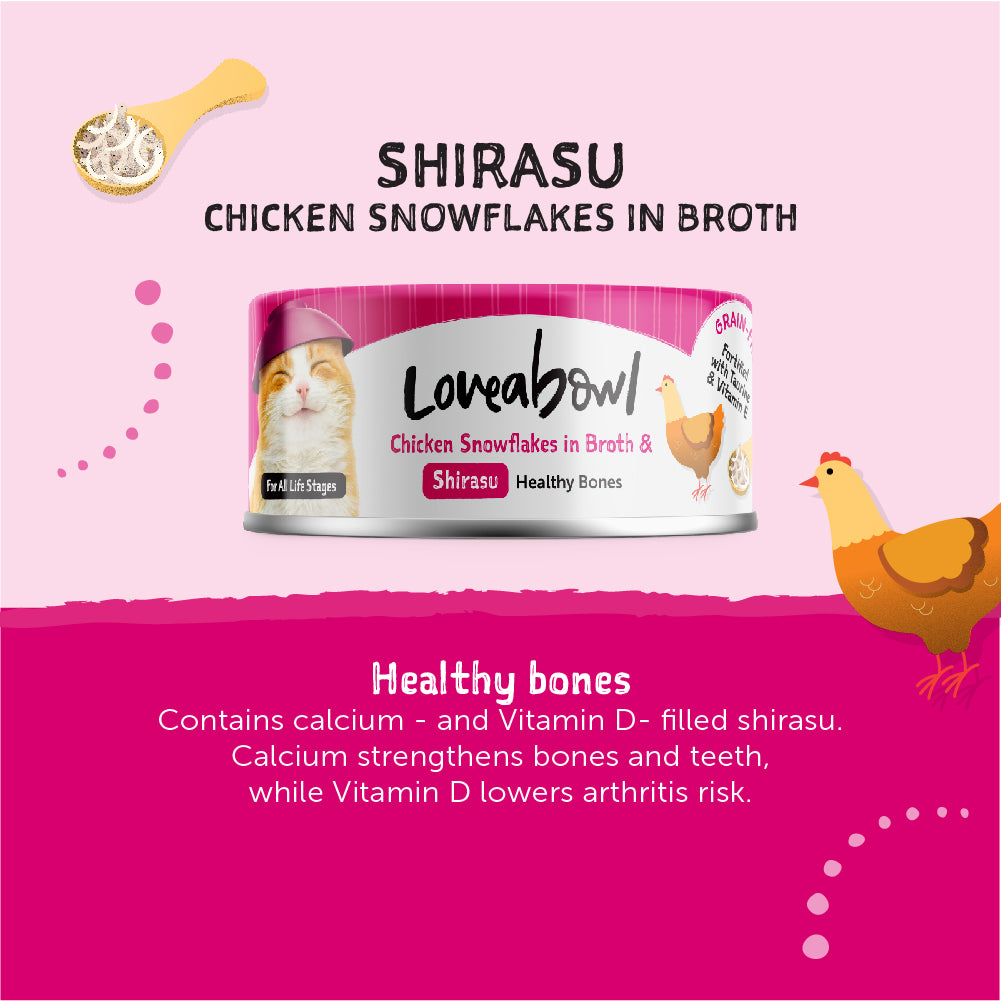 Loveabowl Chicken Snowflakes in broth with Shirasu Cat Canned Food 70g