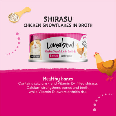 Loveabowl Chicken Snowflakes in broth with Shirasu Cat Canned Food 70g