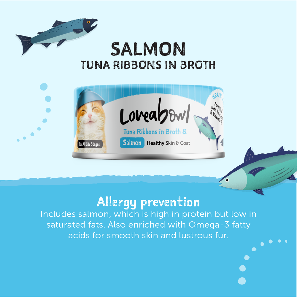Loveabowl Tuna Ribbons in broth with Salmon Cat Canned Food 70g