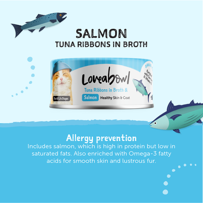 Loveabowl Tuna Ribbons in broth with Salmon Cat Canned Food 70g