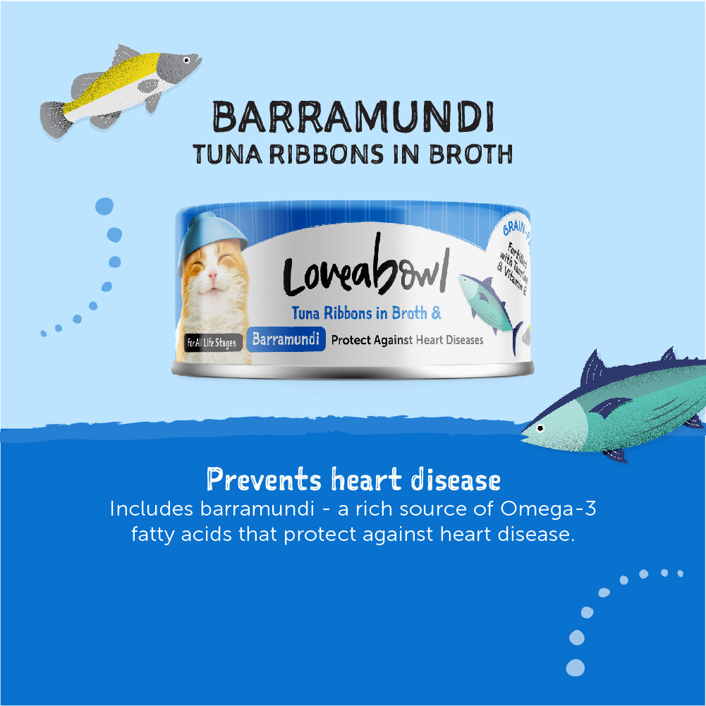 Loveabowl Tuna Ribbons in broth with Barramundi Cat Canned Food 70g