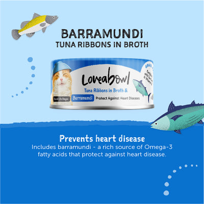 Loveabowl Tuna Ribbons in broth with Barramundi Cat Canned Food 70g