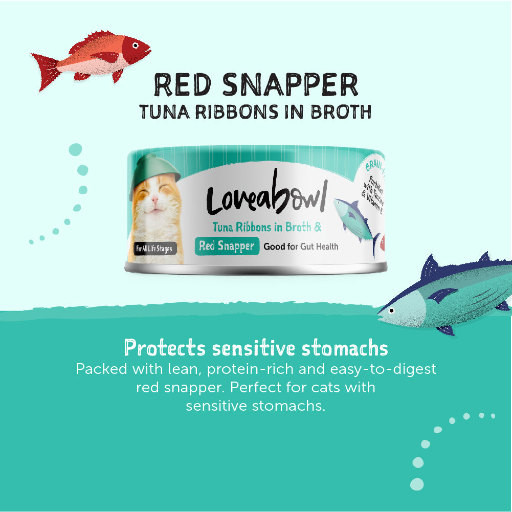 Loveabowl Tuna Ribbons in broth with Red Snapper Cat Canned Food 70g