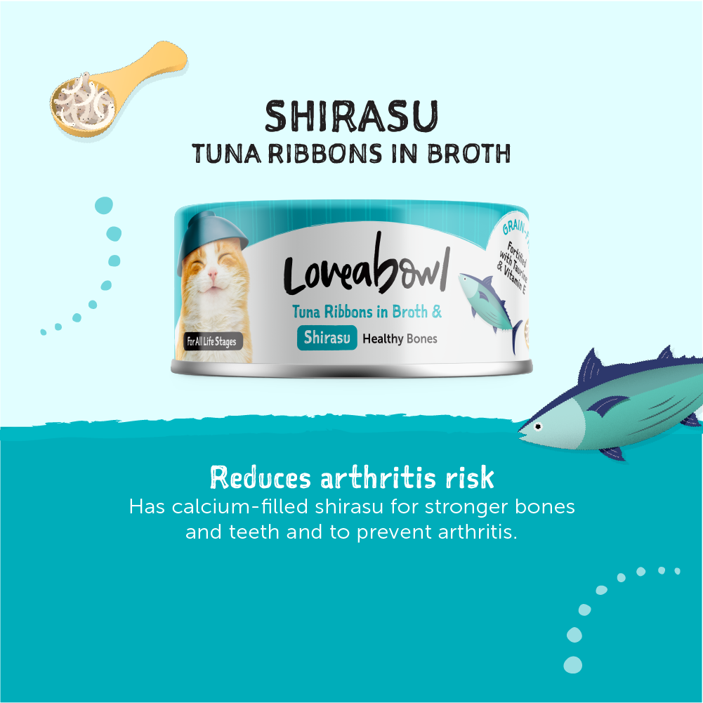Loveabowl Tuna Ribbons in broth with Shirasu Cat Canned Food 70g