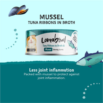 Loveabowl Tuna Ribbons in broth with Mussel Cat Canned Food 70g