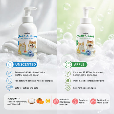 Loveabowl Clean-A-Bowl Removes 99.99% Of Food Stains 500ml, Saliva Residue & Odour While Remaining Gentle For Pets, Babies & The Whole Family.