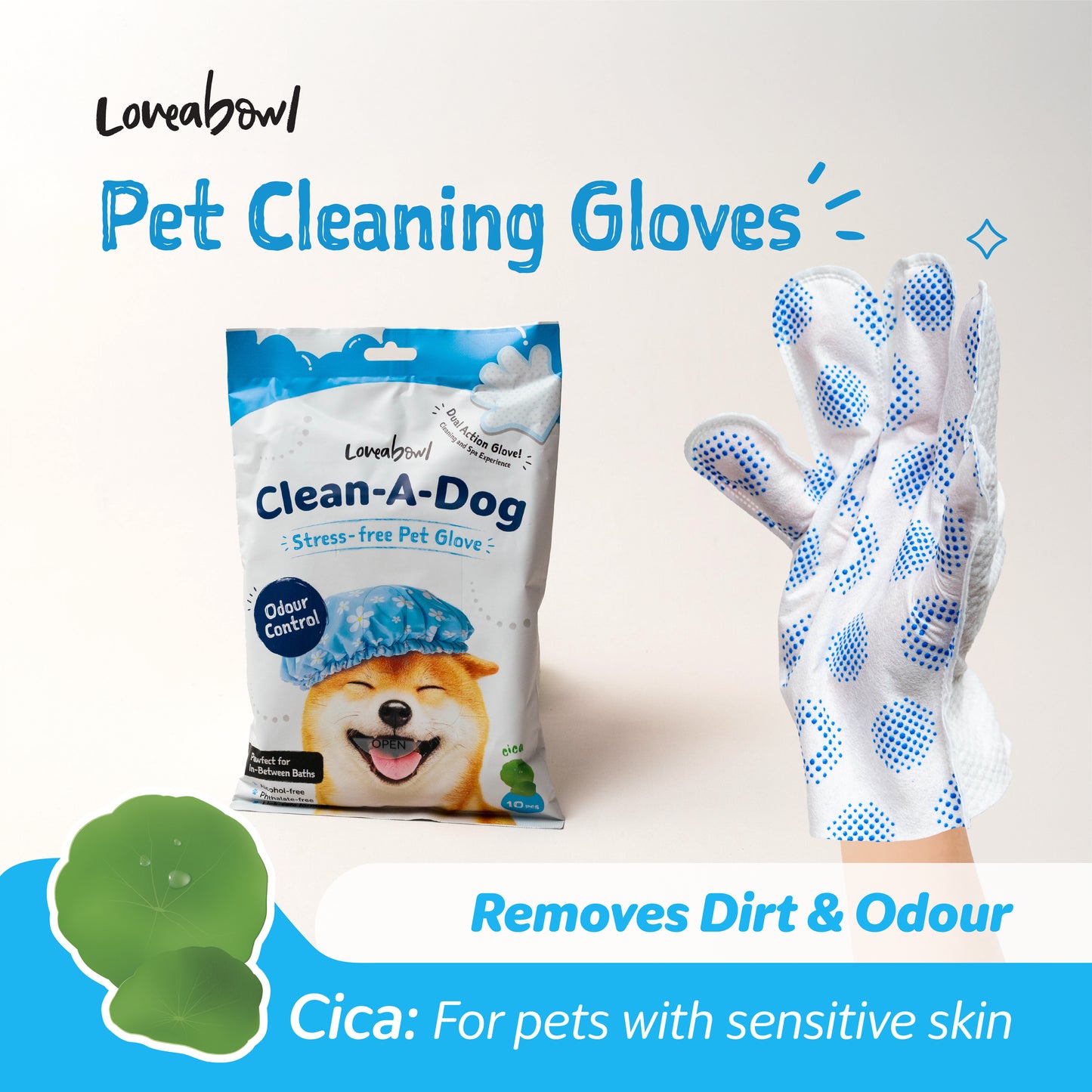 Loveabowl Clean-A-Dog Stress-Free Pet Glove Trail Pack 2pcs