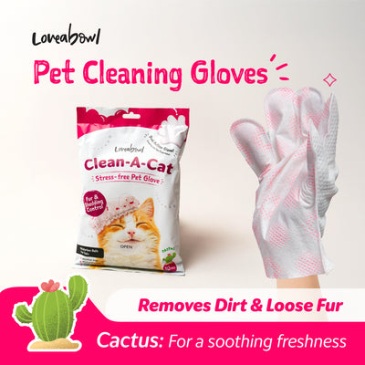 Loveabowl Clean-A-Cat Stress-Free Pet Glove Trail Pack 2pcs
