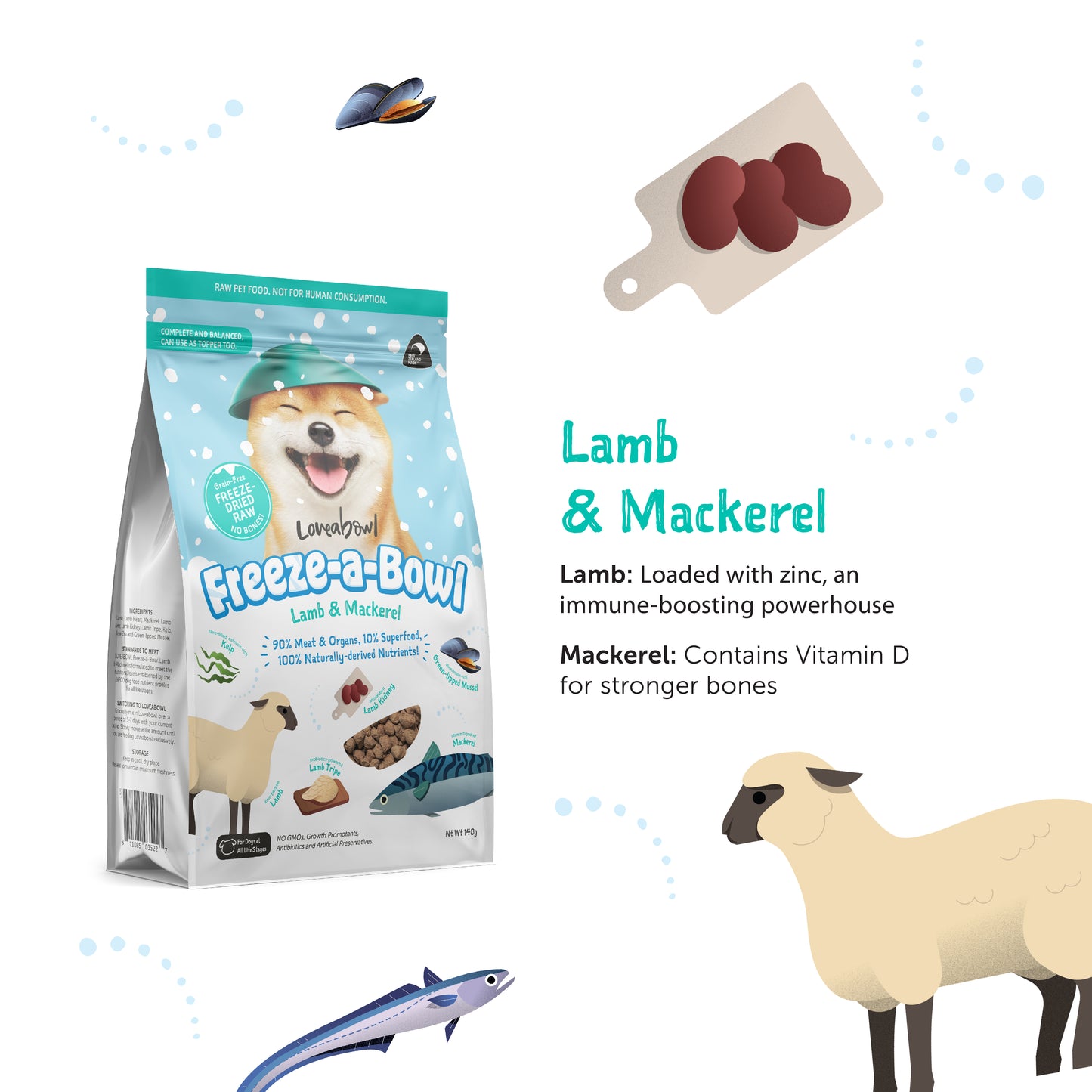 Loveabowl Freeze-A-Bowl Lamb & Mackerel Grain Free Dog Freeze Dried