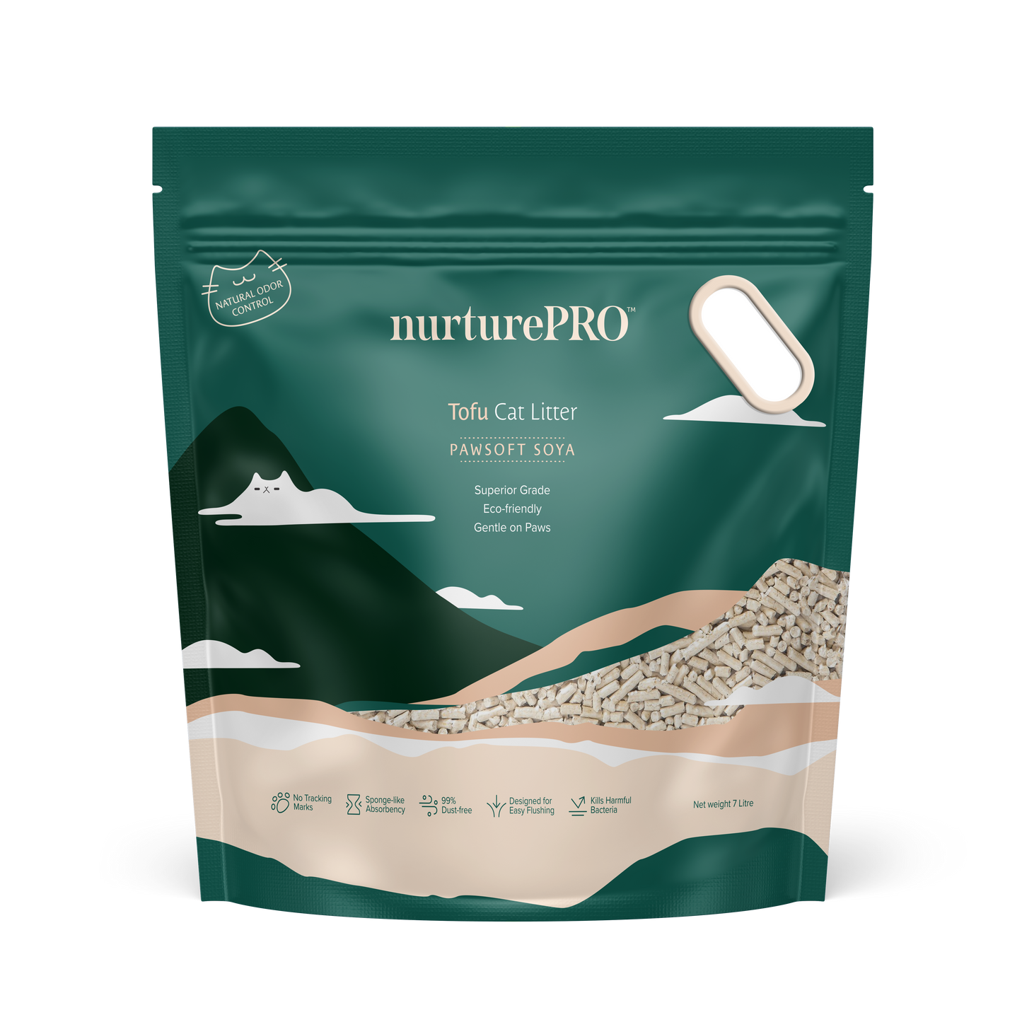 NurturePRO Tofu Cat Litter 7L | Flushable | Dust-Free | Fast Clumping | Odour Control | Original / Corn / Green Tea / Charcoal