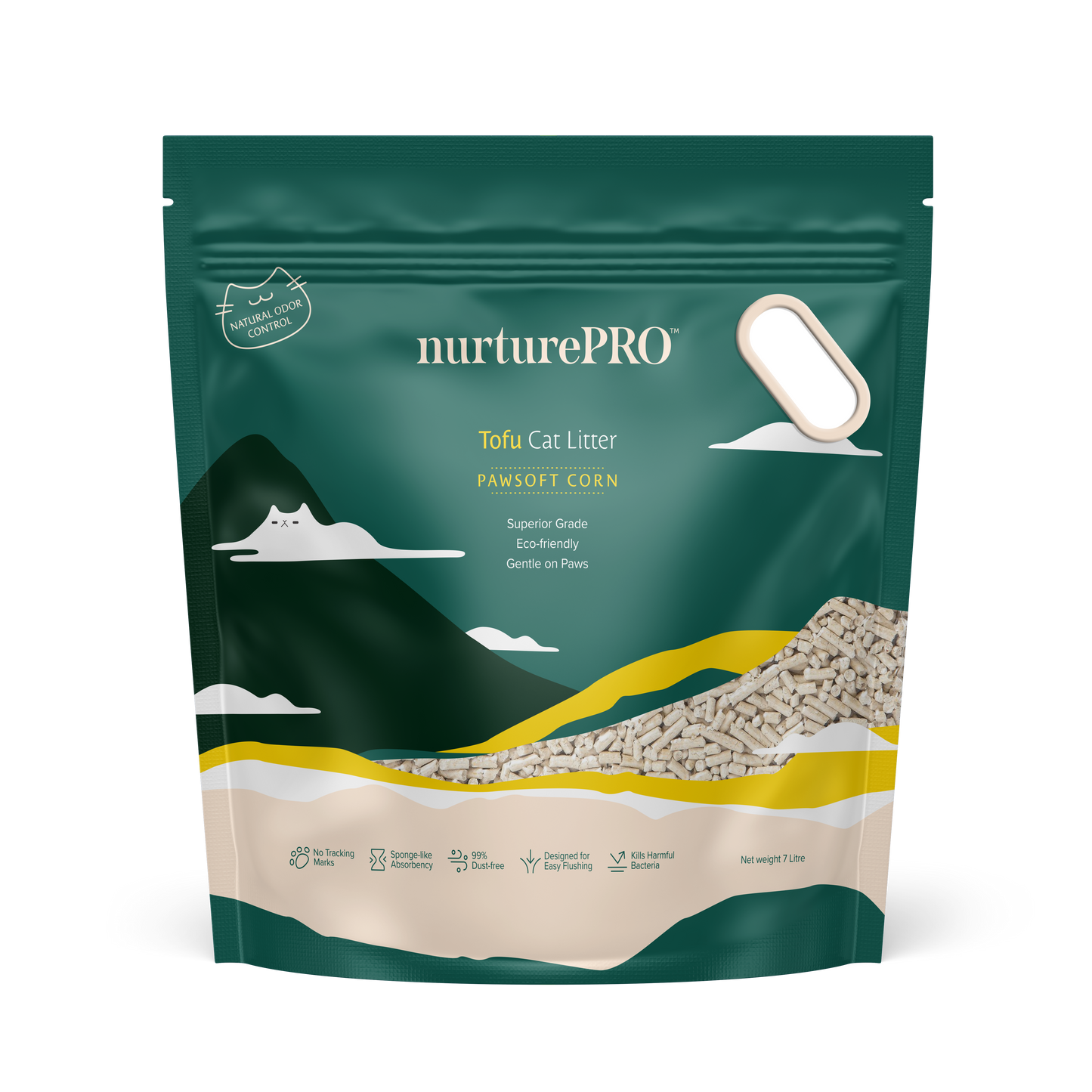 NurturePRO Tofu Cat Litter 7L | Flushable | Dust-Free | Fast Clumping | Odour Control | Original / Corn / Green Tea / Charcoal