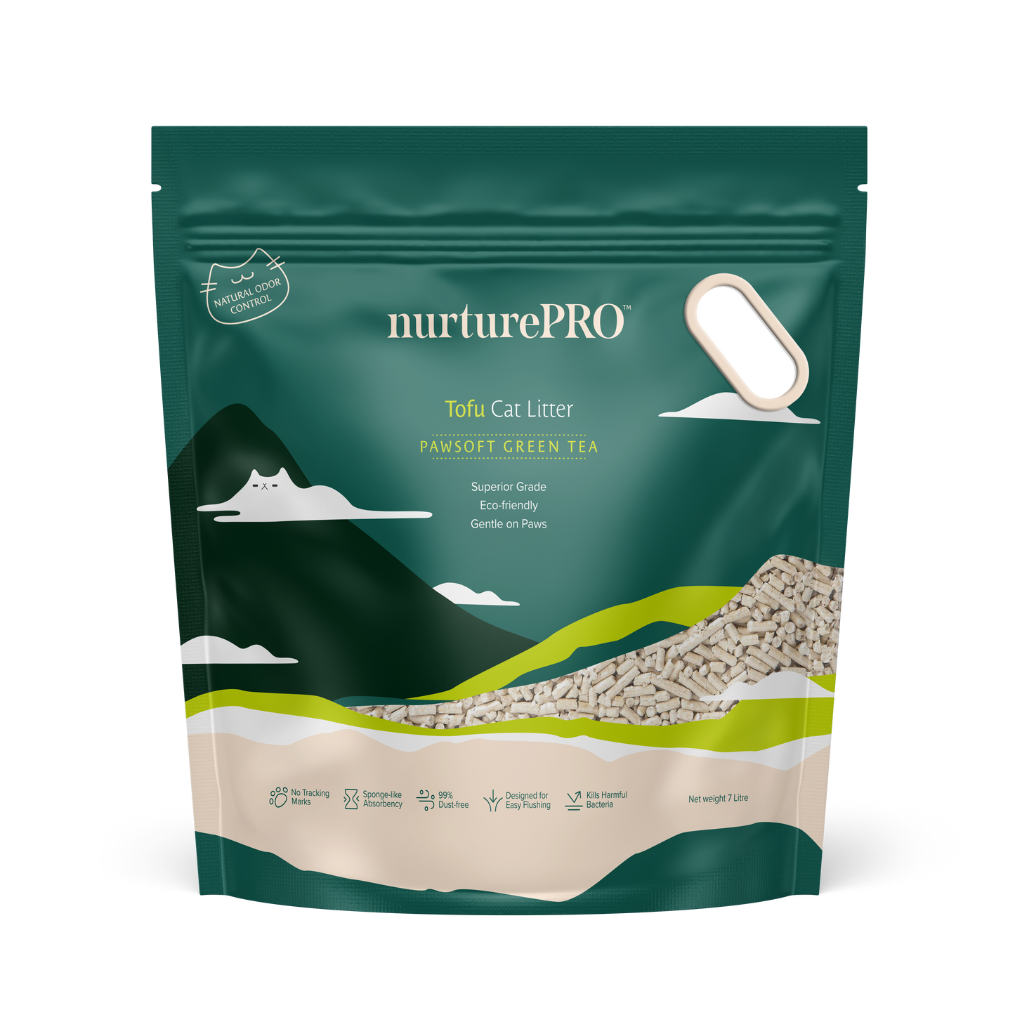 NurturePRO Tofu Cat Litter 7L | Flushable | Dust-Free | Fast Clumping | Odour Control | Original / Corn / Green Tea / Charcoal