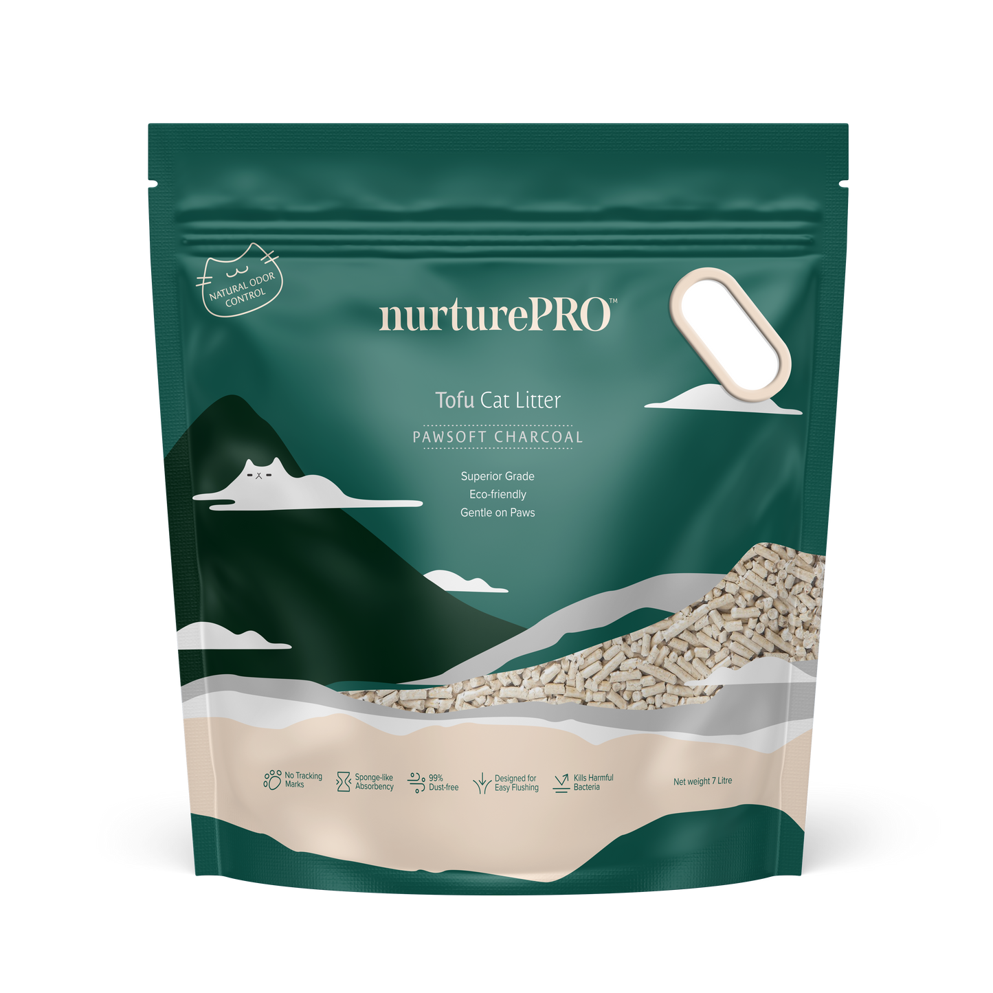 NurturePRO Tofu Cat Litter 7L | Flushable | Dust-Free | Fast Clumping | Odour Control | Original / Corn / Green Tea / Charcoal