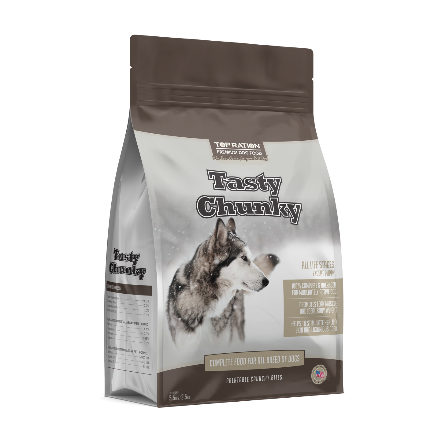 Top Ration Premium Dog Food Tasty Chunky Dog Dry Food 2.5kg