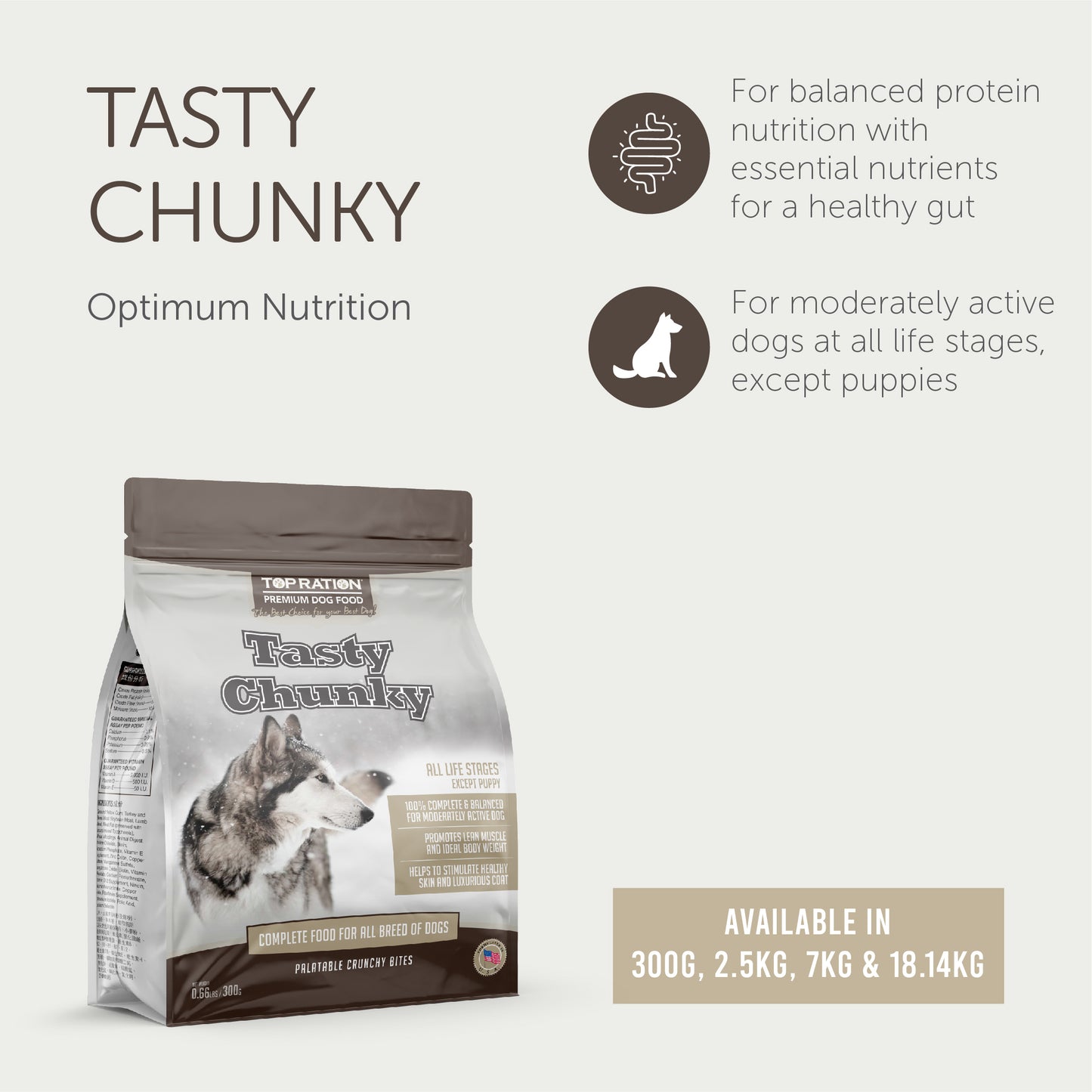 Top Ration Tasty Chunky Dog Dry Food 300g Trial Pack