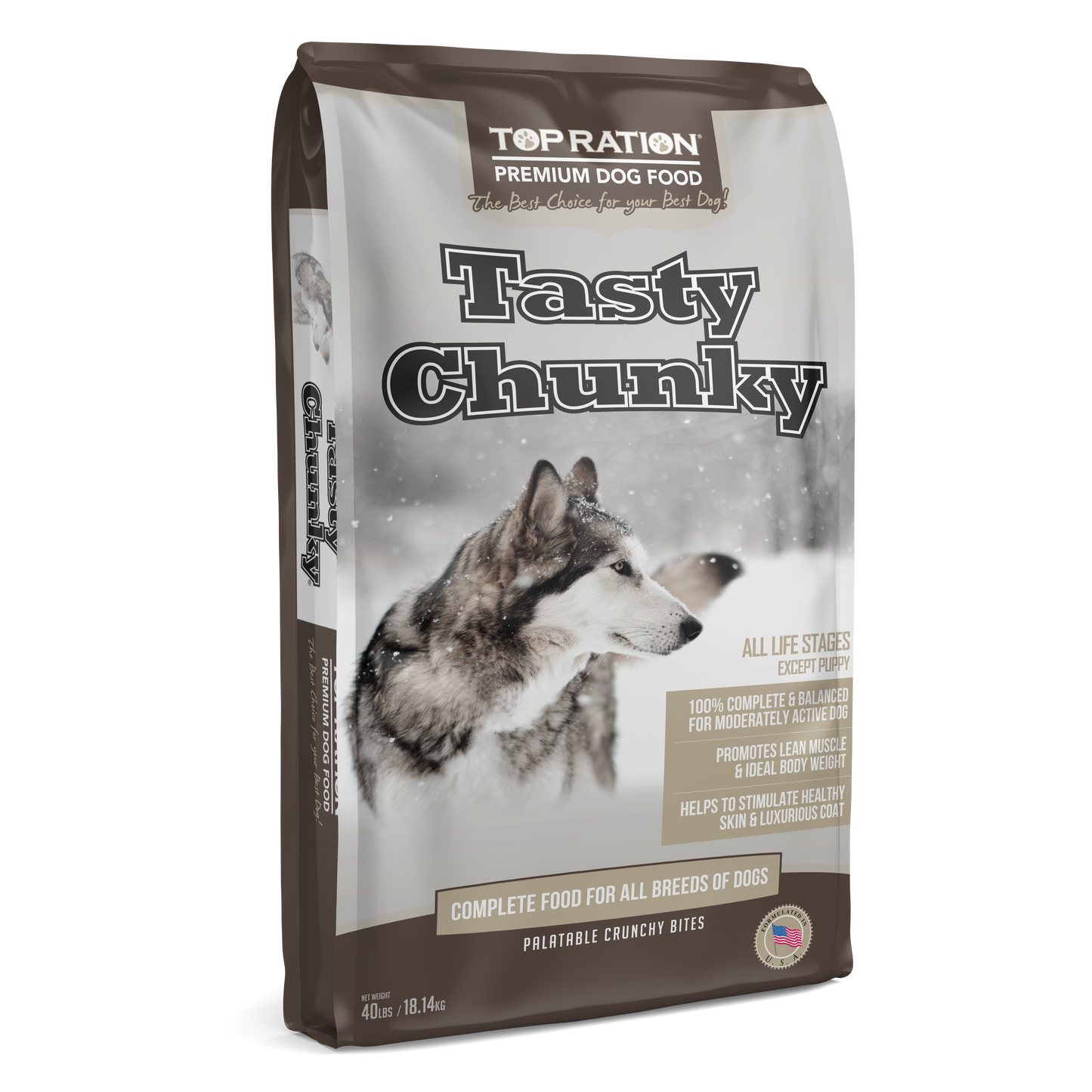 Top Ration Premium Dog Food Tasty Chunky Dog Dry Food 18.1kg