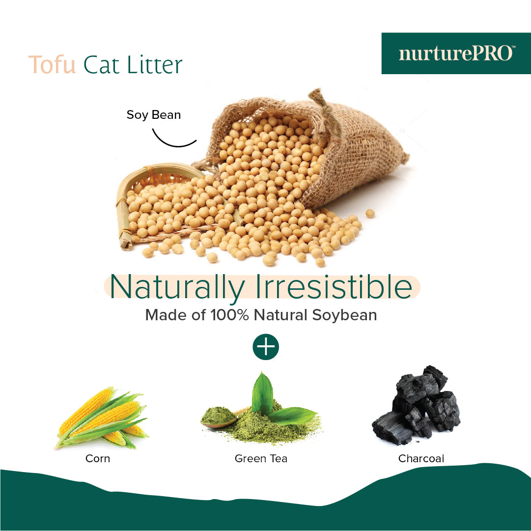 NurturePRO Tofu Cat Litter 7L | Flushable | Dust-Free | Fast Clumping | Odour Control | Original / Corn / Green Tea / Charcoal