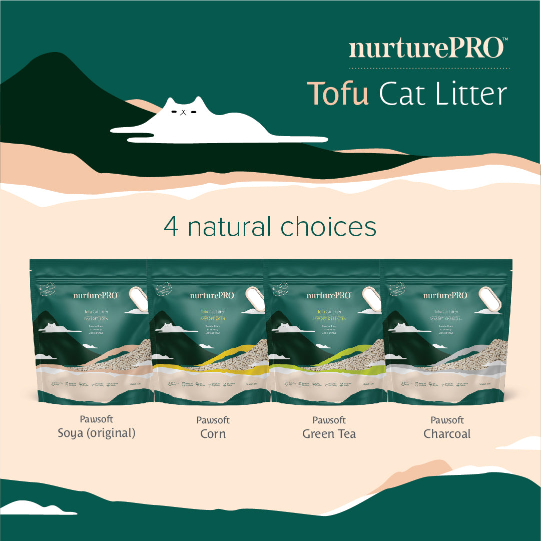 NurturePRO Tofu Cat Litter 7L | Flushable | Dust-Free | Fast Clumping | Odour Control | Original / Corn / Green Tea / Charcoal