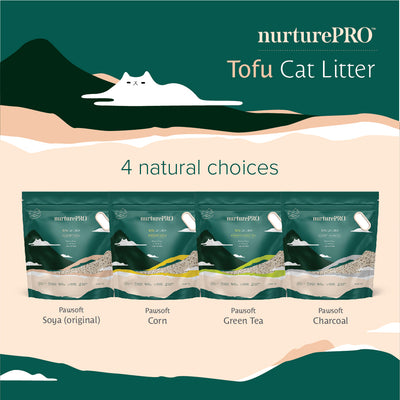 NurturePRO Tofu Cat Litter 7L | Flushable | Dust-Free | Fast Clumping | Odour Control | Original / Corn / Green Tea / Charcoal